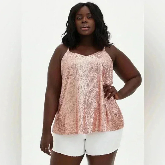 Torrid Sophie Rose Gold  Sequin Swing Cami Size 5X - Picture 9 of 10